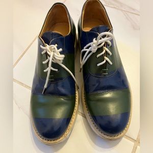 The Office of Angela Scott Blue Green Leather Oxfords Loafers